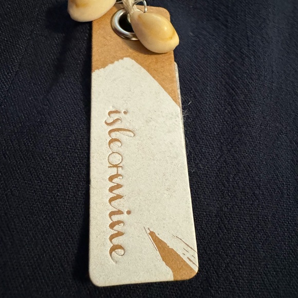 Isle of Mine embroidered navy rayon linen blend boho midi dress NWT M/L - Picture 12 of 12